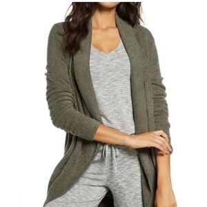 Barefoot Dreams Olive Green CozyChic Light Circle Open Cardigan Sweater XS/S
